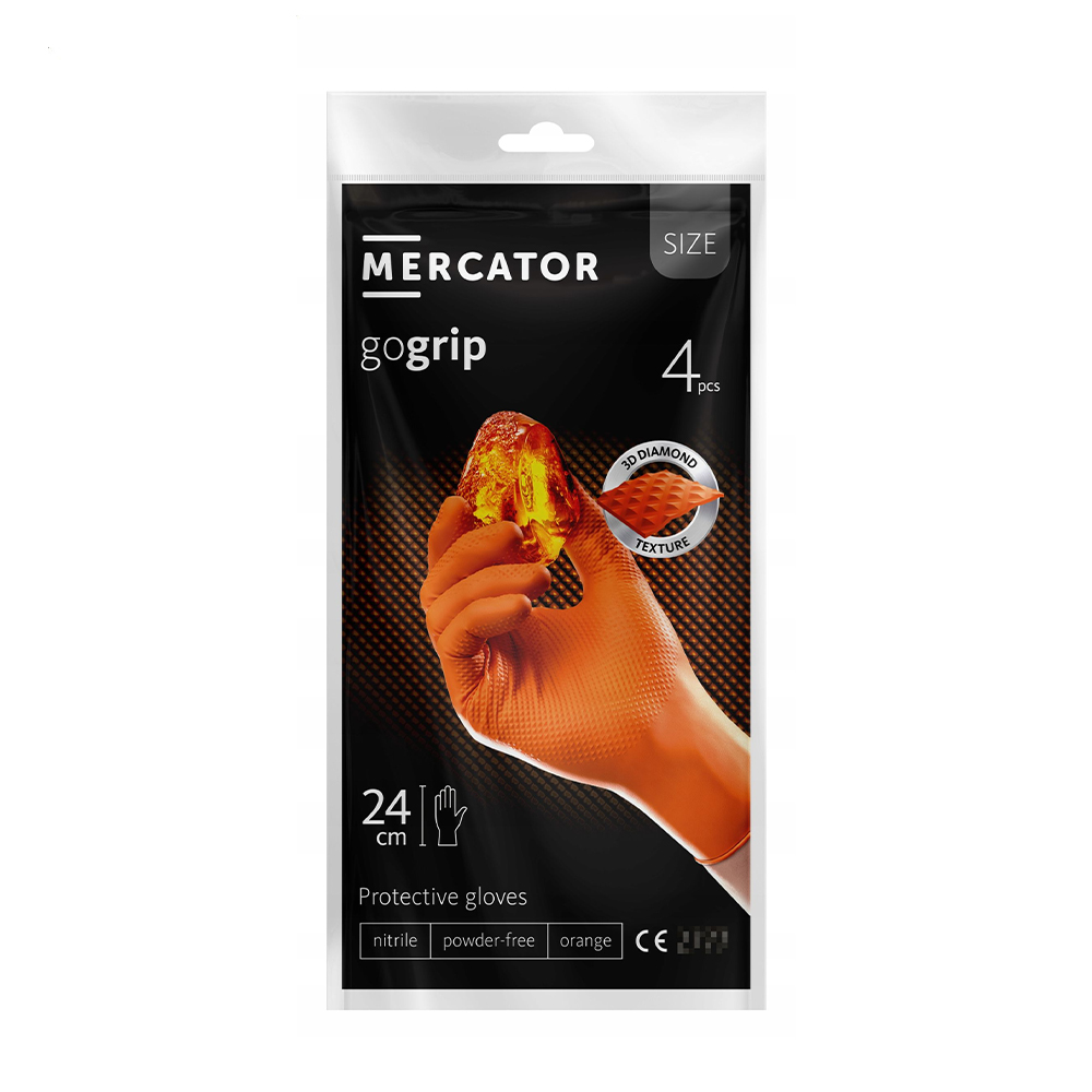Рукавички нітрилові універсальні Mercator GoGrip розмір M, Orange, 4 шт
